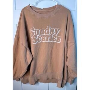 Aerie Sunday Scaries pull over sweatshirt crew light rust color size XXL